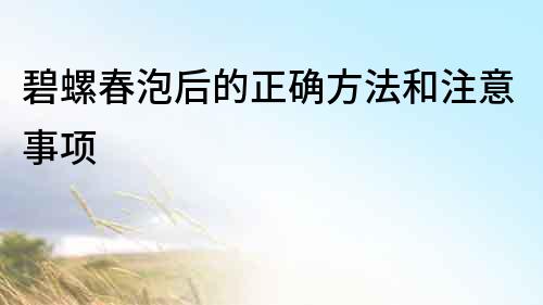 碧螺春泡后的正確方法和注意事項