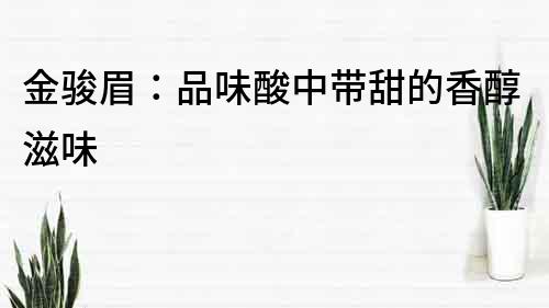 金駿眉：品味酸中帶甜的香醇滋味