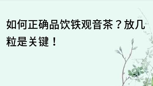 如何正確品飲鐵觀音茶？放幾粒是關鍵！