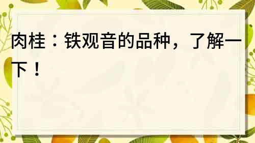肉桂：鐵觀音的品種，了解一下！