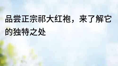 品嘗正宗祁大紅袍，來了解它的獨特之處