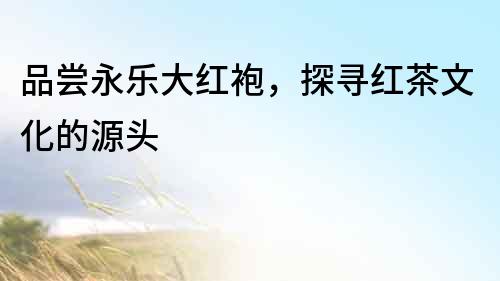 品嘗永樂大紅袍，探尋紅茶文化的源頭