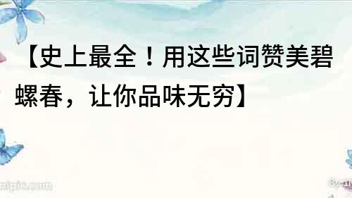 【史上最全！用這些詞贊美碧螺春，讓你品味無窮】