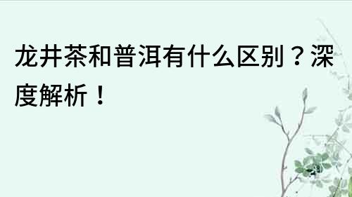 龍井茶和普洱有什么區別？深度解析！