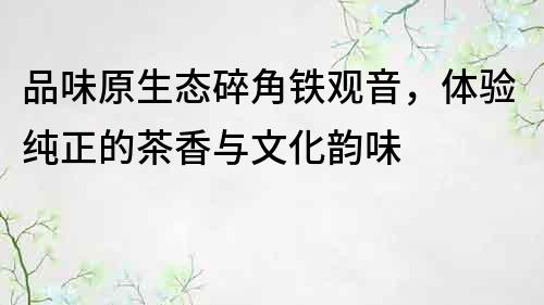 品味原生態碎角鐵觀音，體驗純正的茶香與文化韻味