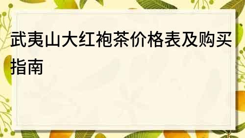 武夷山大紅袍茶價格表及購買指南