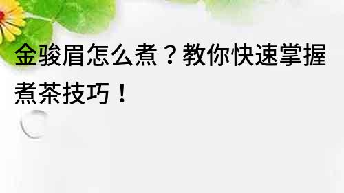 金駿眉怎么煮？教你快速掌握煮茶技巧！