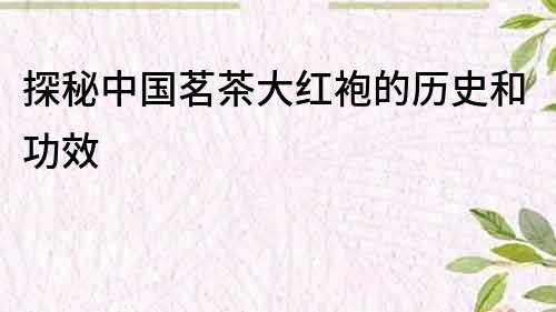 探秘中國(guó)茗茶大紅袍的歷史和功效