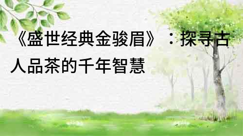 《盛世經典金駿眉》：探尋古人品茶的千年智慧
