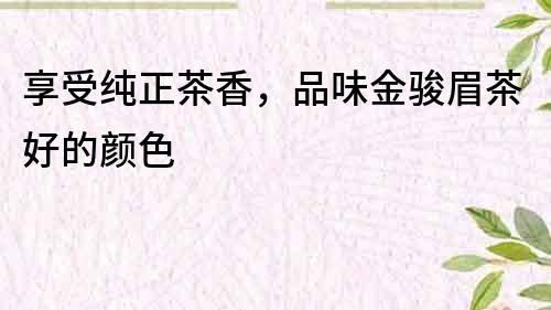 享受純正茶香，品味金駿眉茶好的顏色