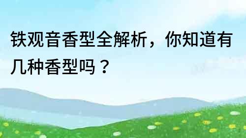 鐵觀音香型全解析，你知道有幾種香型嗎？