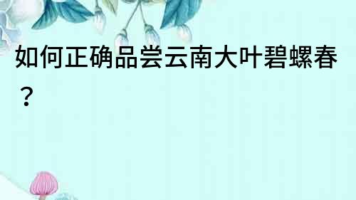 如何正確品嘗云南大葉碧螺春？