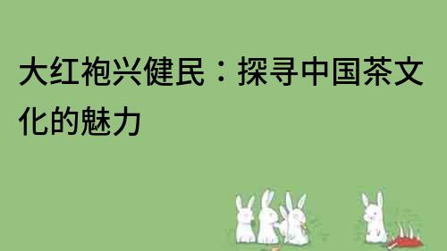 大紅袍興健民：探尋中國茶文化的魅力