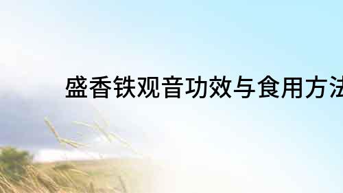 盛香鐵觀音功效與食用方法