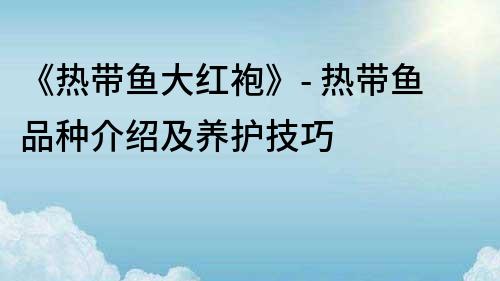 《熱帶魚大紅袍》- 熱帶魚品種介紹及養(yǎng)護技巧
