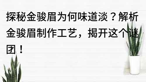 探秘金駿眉為何味道淡？解析金駿眉制作工藝，揭開這個(gè)謎團(tuán)！