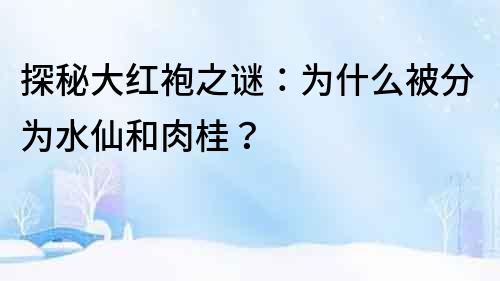探秘大紅袍之謎：為什么被分為水仙和肉桂？