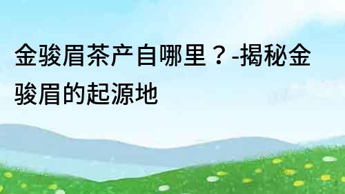 金駿眉茶產自哪里？-揭秘金駿眉的起源地