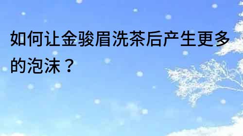 如何讓金駿眉洗茶后產生更多的泡沫？