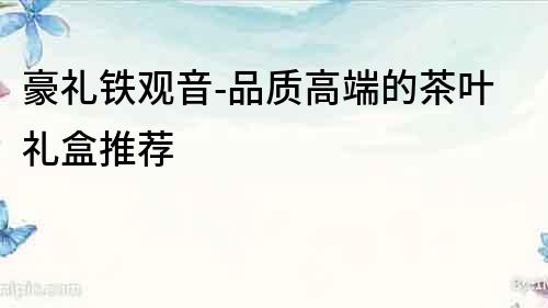 豪禮鐵觀音-品質高端的茶葉禮盒推薦