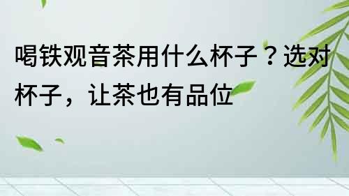 喝鐵觀音茶用什么杯子？選對杯子，讓茶也有品位