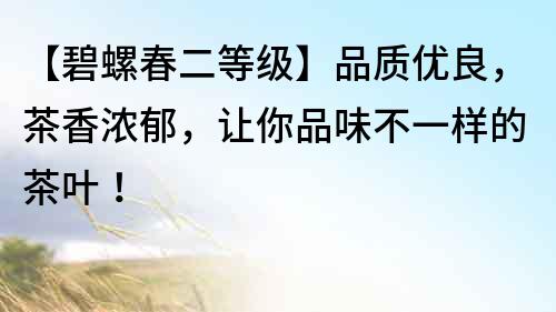 【碧螺春二等級】品質優良，茶香濃郁，讓你品味不一樣的茶葉！
