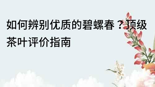 如何辨別優質的碧螺春？頂級茶葉評價指南
