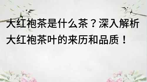 大紅袍茶是什么茶？深入解析大紅袍茶葉的來歷和品質！