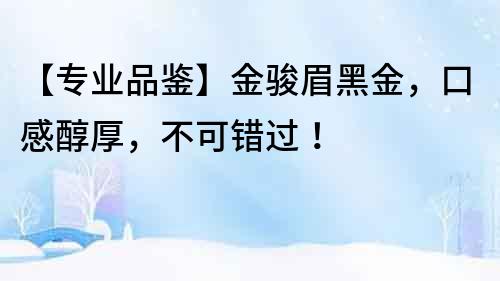 【專業品鑒】金駿眉黑金，口感醇厚，不可錯過！