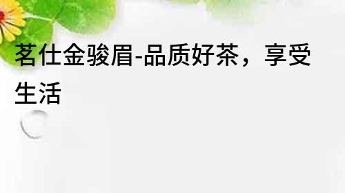 茗仕金駿眉-品質好茶，享受生活