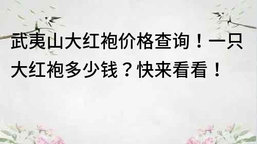 武夷山大紅袍價格查詢！一只大紅袍多少錢？快來看看！