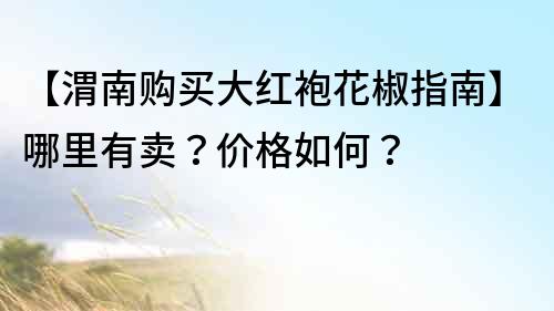 【渭南購買大紅袍花椒指南】哪里有賣？價格如何？