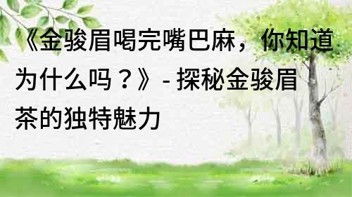 《金駿眉喝完嘴巴麻，你知道為什么嗎？》- 探秘金駿眉茶的獨特魅力