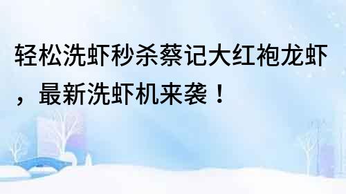輕松洗蝦秒殺蔡記大紅袍龍蝦，最新洗蝦機來襲！
