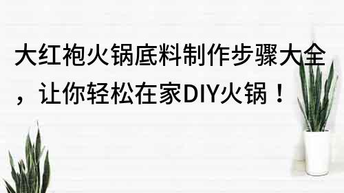 大紅袍火鍋底料制作步驟大全，讓你輕松在家DIY火鍋！