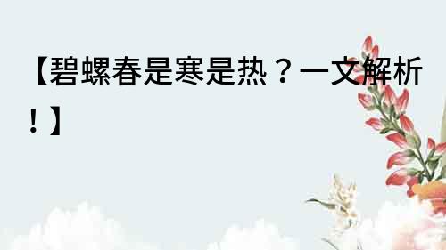 【碧螺春是寒是熱？一文解析！】