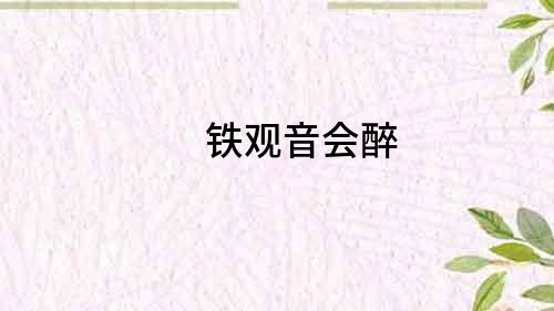 鐵觀音會醉