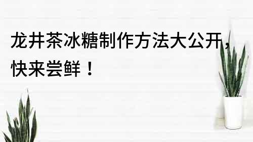龍井茶冰糖制作方法大公開，快來嘗鮮！