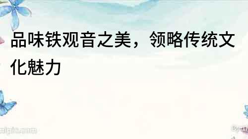 品味鐵觀音之美，領(lǐng)略傳統(tǒng)文化魅力