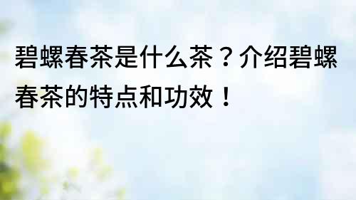 碧螺春茶是什么茶？介紹碧螺春茶的特點和功效！