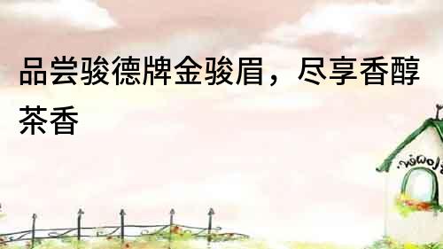 品嘗駿德牌金駿眉，盡享香醇茶香