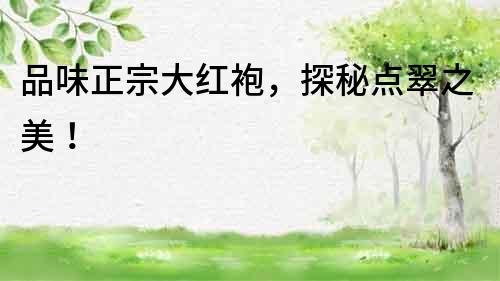 品味正宗大紅袍，探秘點翠之美！