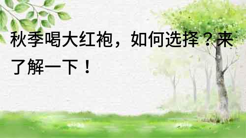秋季喝大紅袍，如何選擇？來了解一下！