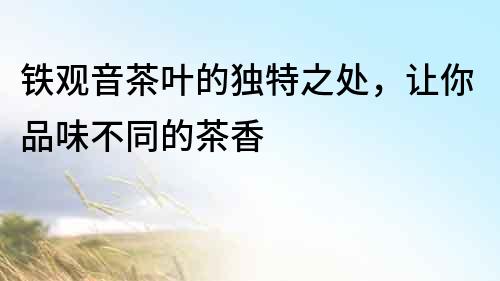 鐵觀音茶葉的獨特之處，讓你品味不同的茶香