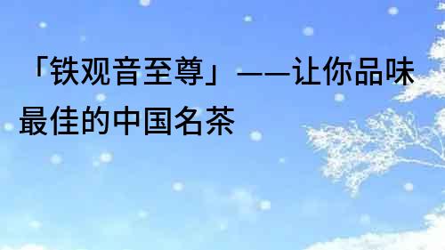 「鐵觀音至尊」——讓你品味最佳的中國(guó)名茶