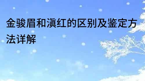 金駿眉和滇紅的區別及鑒定方法詳解