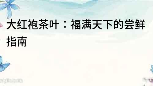大紅袍茶葉：福滿天下的嘗鮮指南