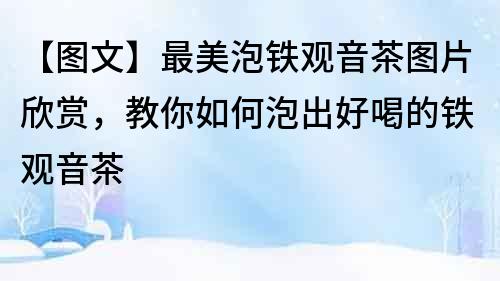 【圖文】最美泡鐵觀音茶圖片欣賞，教你如何泡出好喝的鐵觀音茶