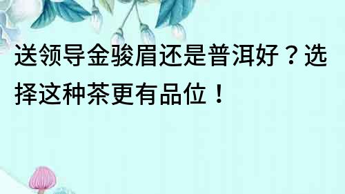 送領導金駿眉還是普洱好？選擇這種茶更有品位！