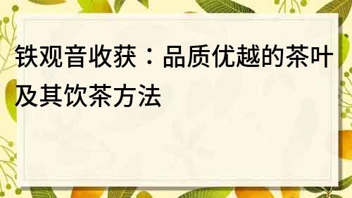 鐵觀音收獲：品質優越的茶葉及其飲茶方法